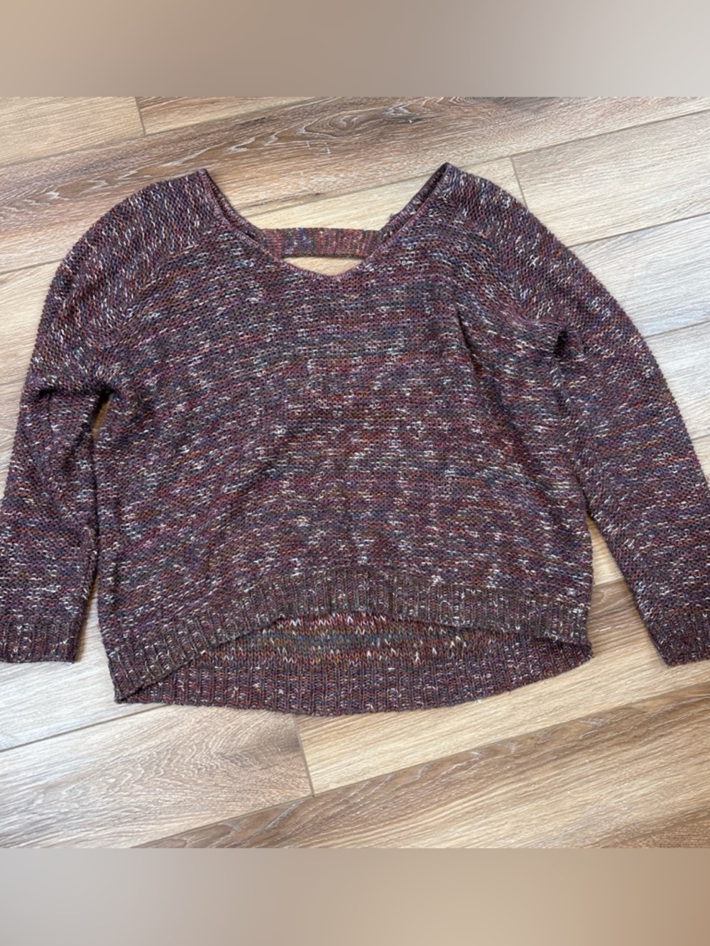 14th & Union Marled Burgundy Crewneck Sweater with Speckled Knit